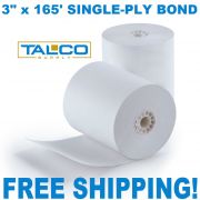 3" x 165' Single-Ply Bond POS Paper Rolls